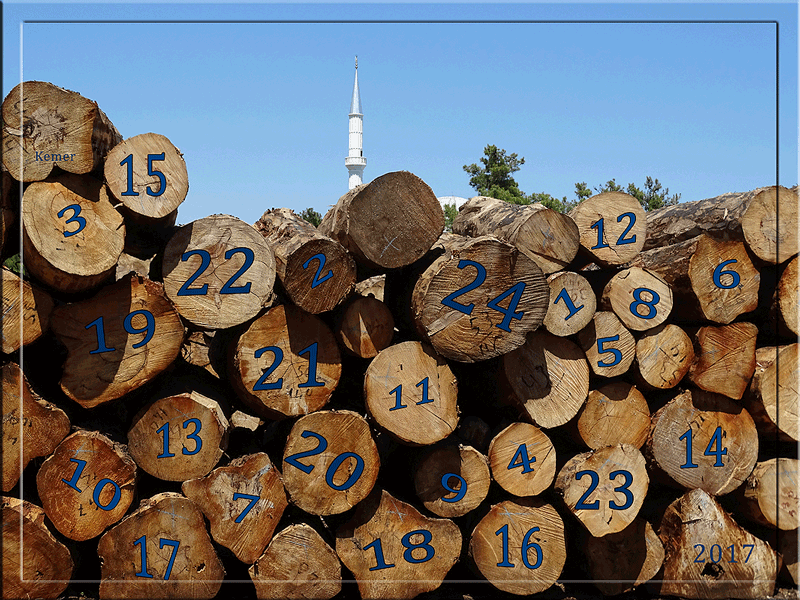 Kemer Info Adventskalender 2017 Titelbild: Holzstapel in Aslanbucak